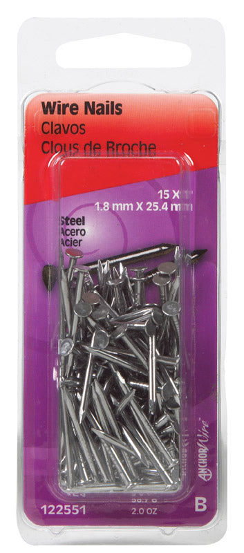 HILLMAN Anchor Wire 1 in. Wire Bright Steel Nail Flat Head