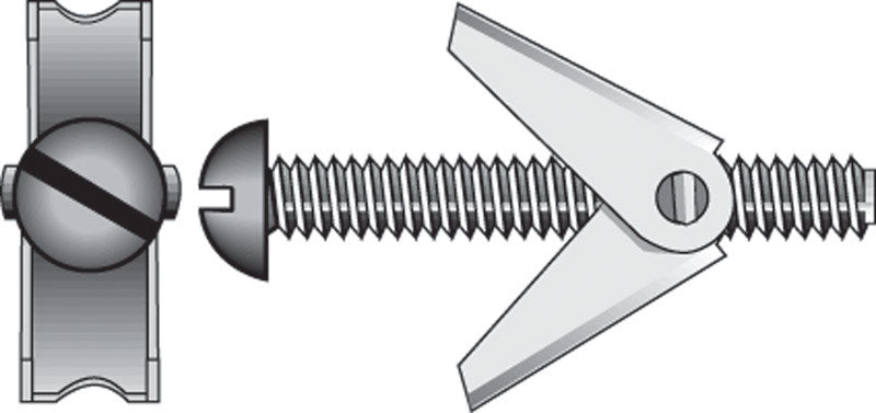 HILLMAN 3/16 in. D X 4 in. L Round Zinc-Plated Steel Toggle Bolt 2 pk