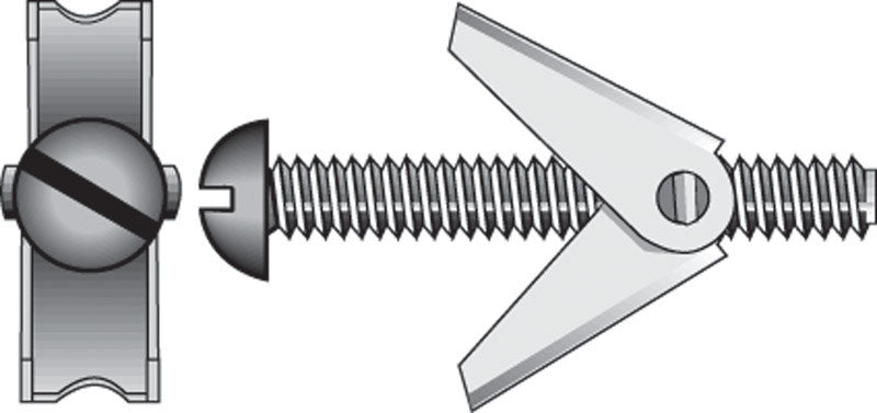 HILLMAN 1/8 in. D X 3 in. L Round Zinc-Plated Steel Toggle Bolt 2 pk