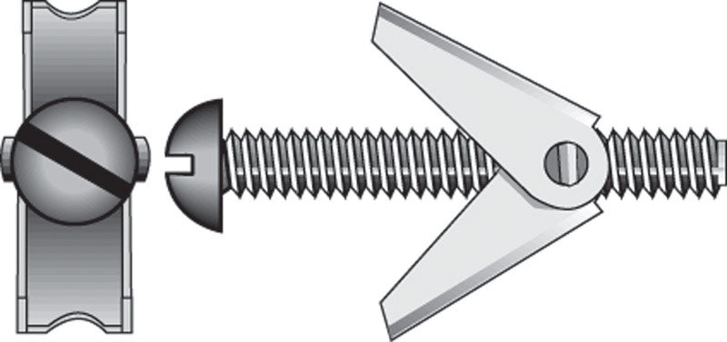 HILLMAN 3/16 in. D X 3 in. L Round Zinc-Plated Steel Toggle Bolt 2 pk