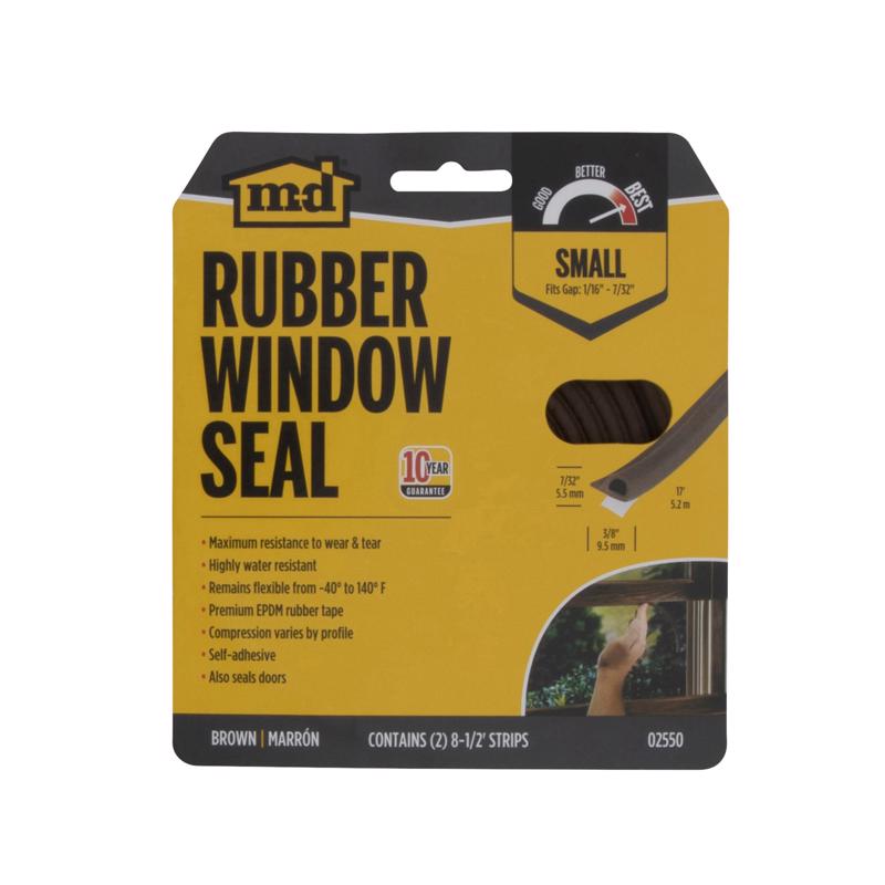 M-D BUILDING PRODUCTS Brown EPDM Rubber Foam Weather Stripping Tape For Doors and Windows 204 in. L