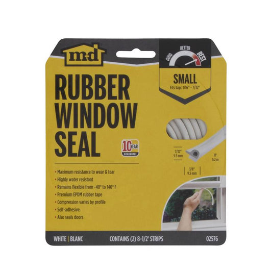 M-D BUILDING PRODUCTS White EPDM Rubber Foam Weather Stripping Tape For Doors and Windows 204 in. L