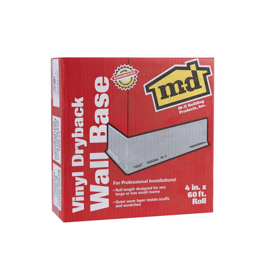 M-D BUILDING PRODUCTS 4 in. H X 0.08 in. W X 60 ft. L Dry Back Silver Gray Vinyl Wall Base