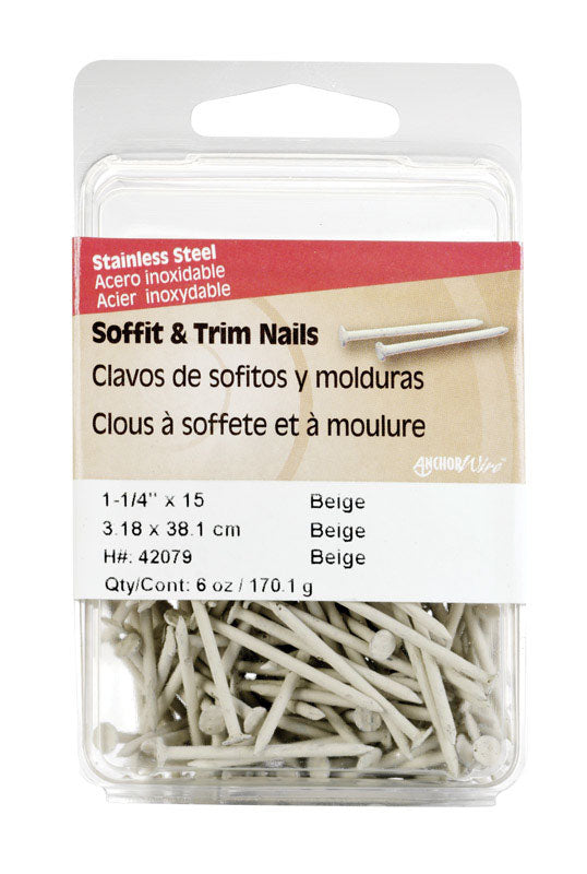 HILLMAN 1-1/4 in. Soffit and Trim Stainless Steel Nail Flat Head