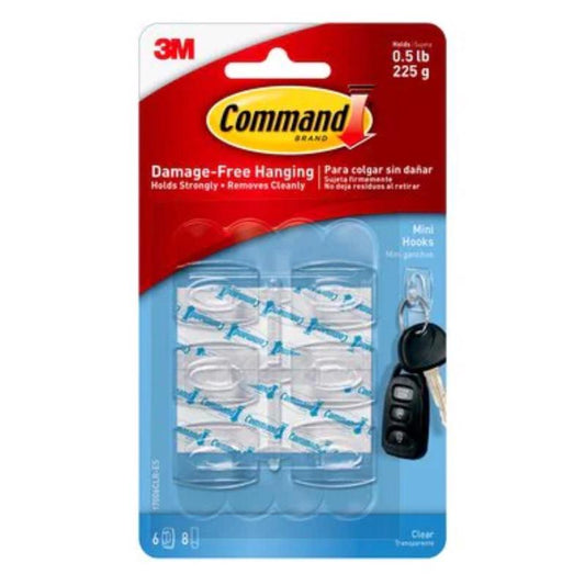 3M Command Mini Plastic Hook 1.08 in. L 6 pk
