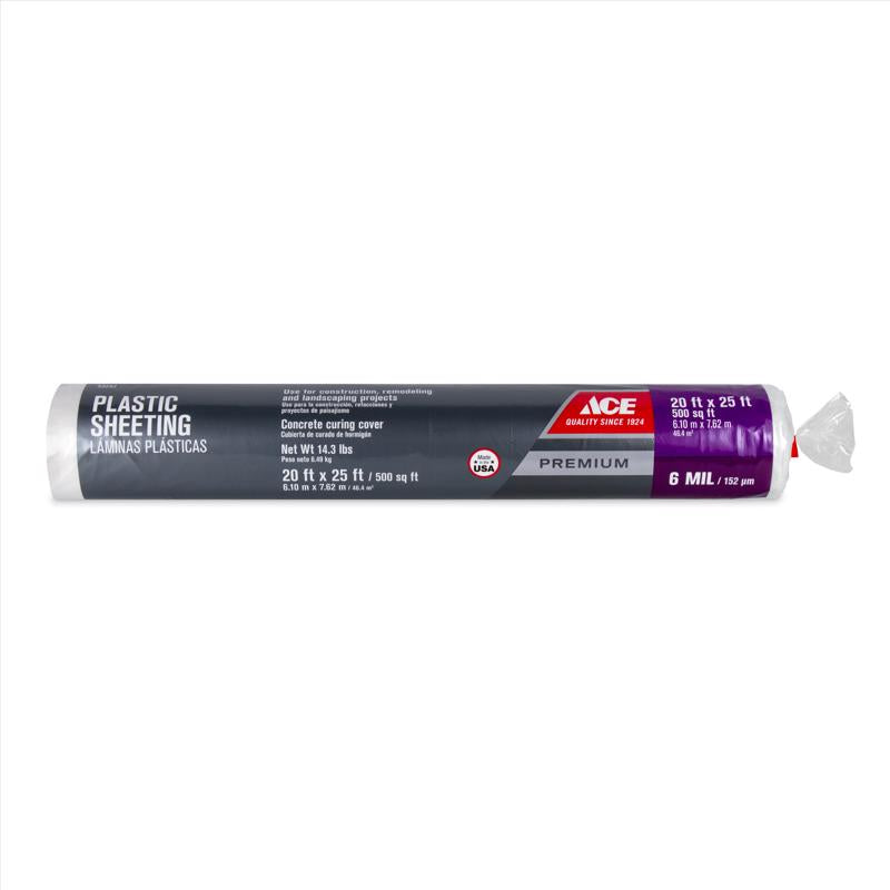Ace Plastic Sheeting 6 mil X 20 ft. W X 25 ft. L Polyethylene Clear