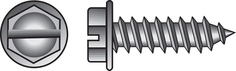 HILLMAN No. 8 Ga. X 2 in. L Slotted Hex Washer Head Sheet Metal Screws 100 pk