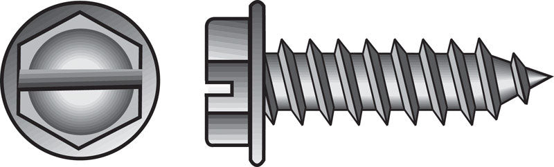 HILLMAN No. 10 Ga. X 2 in. L Slotted Hex Washer Head Sheet Metal Screws 100 pk