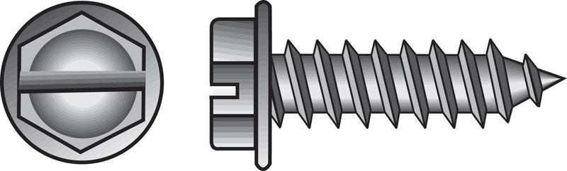 HILLMAN No. 14 Ga. X 2 in. L Slotted Hex Head Sheet Metal Screws 100 pk