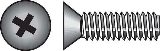 HILLMAN No. 6-32 Ga. X 1 in. L Phillips Flat Head Zinc-Plated Steel Machine Screws 100 pk