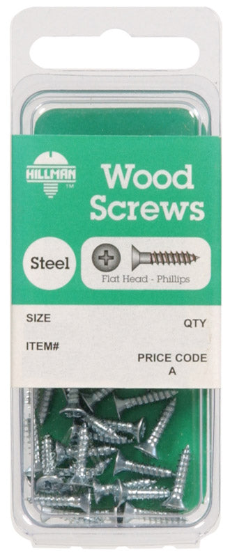 HILLMAN No. 8 X 1 in. L Phillips Zinc-Plated Coarse Wood Screws 20 pk