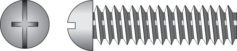HILLMAN No. 10-24 Ga. X 2 in. L Combination Round Head Zinc-Plated Steel Machine Screws 100 pk