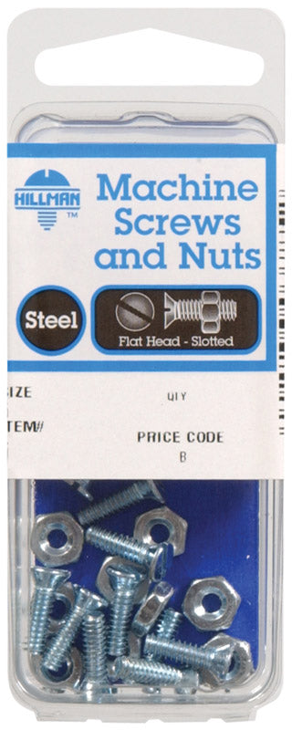 HILLMAN No. 6-32 Ga. X 1-1/2 in. L Slotted Flat Head Zinc-Plated Steel Machine Screws 8 pk