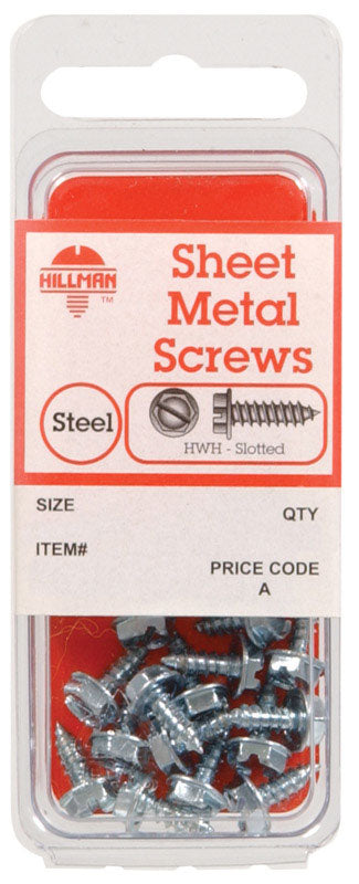 HILLMAN No. 6 Ga. X 1/2 in. L Slotted Hex Washer Head Sheet Metal Screws 10 pk