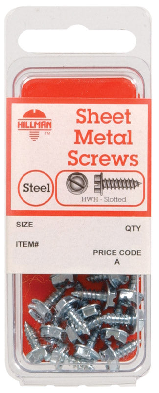 HILLMAN No. 10 Ga. X 1 in. L Slotted Hex Washer Head Sheet Metal Screws 8 pk