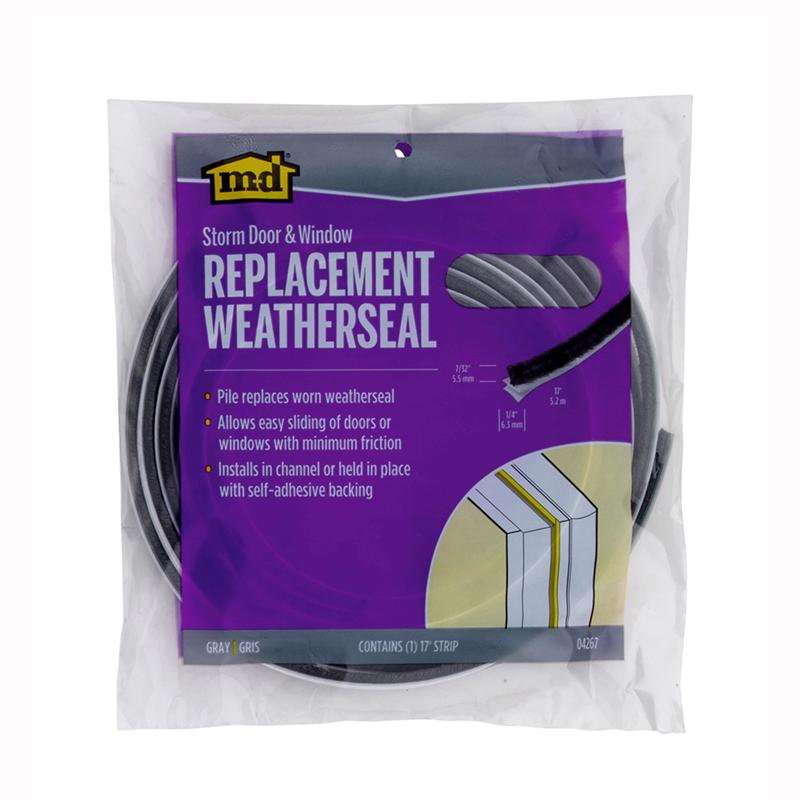 M-D BUILDING PRODUCTS Gray Pile Weatherstrip For Doors and Windows 204 in. L X 0.22 in.