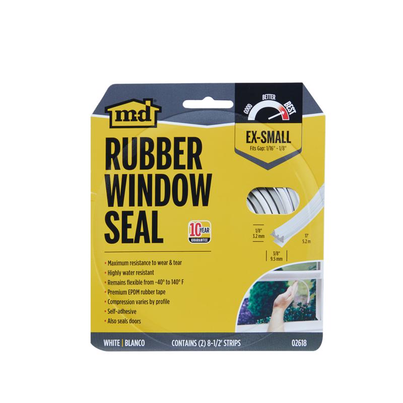 M-D BUILDING PRODUCTS White EPDM Rubber Foam Weather Stripping Tape For Doors and Windows 204 in. L