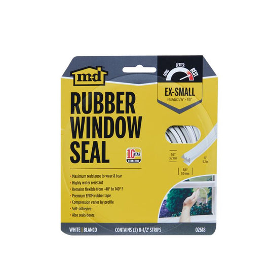 M-D BUILDING PRODUCTS White EPDM Rubber Foam Weather Stripping Tape For Doors and Windows 204 in. L