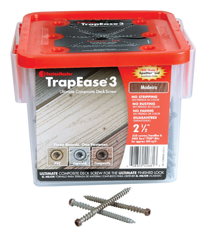 FastenMaster TrapEase 3 No. 10 X 2-1/2 in. L Madeira Torx TTAP Flat Head Composite Deck Screws 350 p