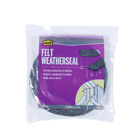 M-D BUILDING PRODUCTS Gray Felt Weatherseal For Doors and Windows 204 in. L X 0.19 in.