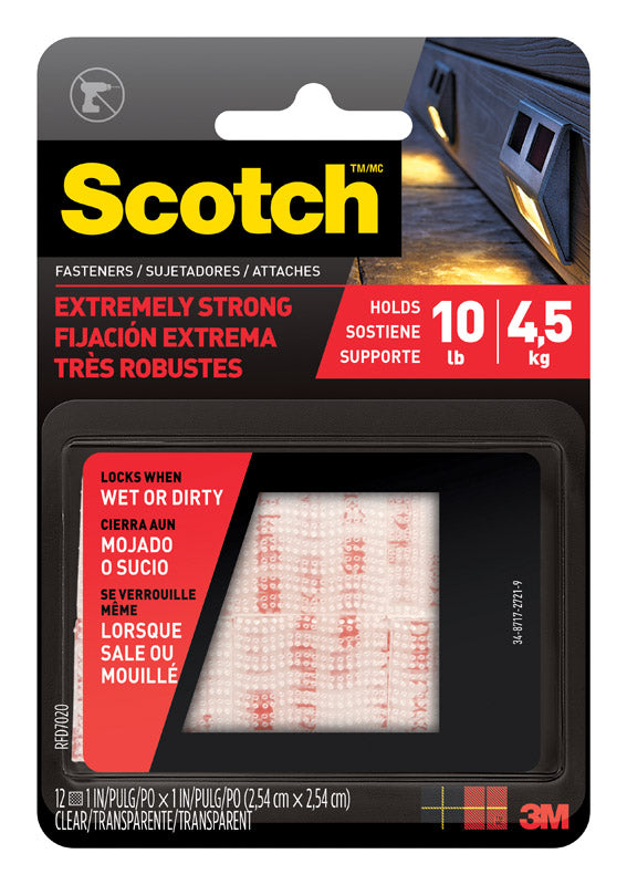 Scotch Medium Foam Hook and Loop Fastener 1 in. L 12 pk