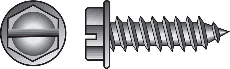 HILLMAN No. 6 Ga. X 3/8 in. L Slotted Hex Washer Head Sheet Metal Screws 100 pk
