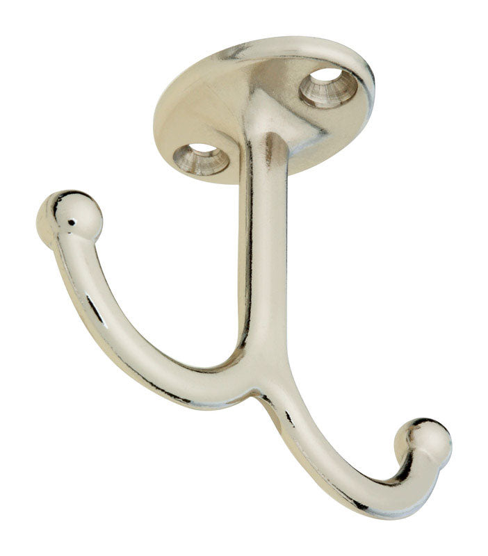 National Hardware Nickel Silver Zinc Die-Cast Decorative Ball Tip Undershelf Coat Hook 35 lb. cap. 1
