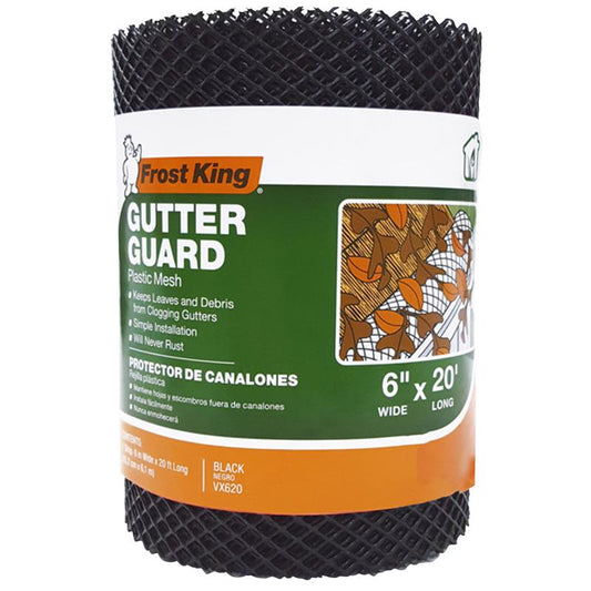 Frost King 6 in. W X 20 ft. L Black Plastic Gutter Guard 1 pk