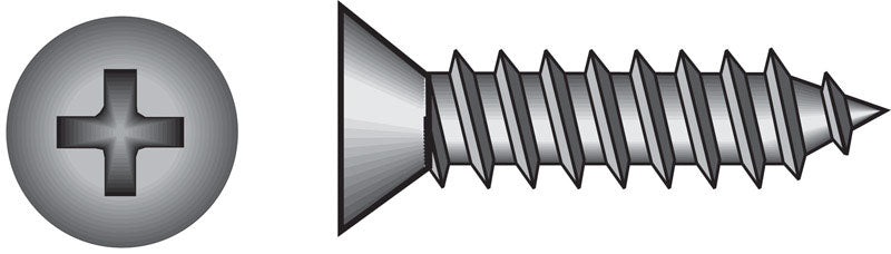 HILLMAN No. 14 Ga. X 1-1/4 in. L Phillips Flat Head Sheet Metal Screws 100 pk
