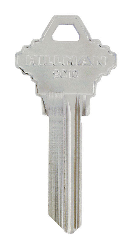 HILLMAN Traditional Silver House/Office Key Blank 125 SC10 Single For Schlage Locks