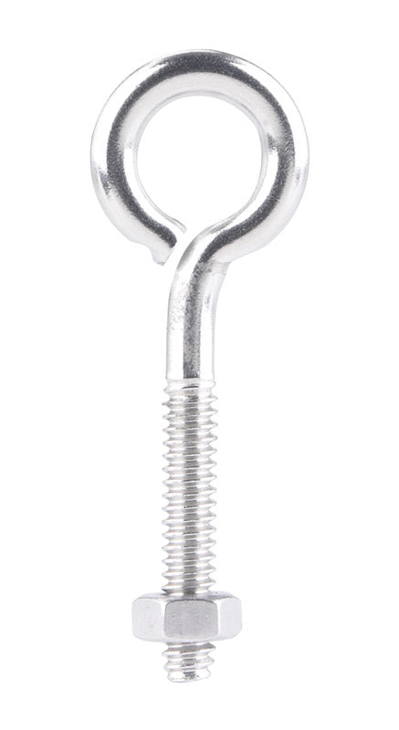 Hampton 3/16 in. X 2 in. L Stainless Stainless Steel Eyebolt Nut Included