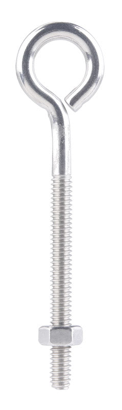 Hampton 1/4 in. X 4 in. L Stainless Stainless Steel Eyebolt Nut Included