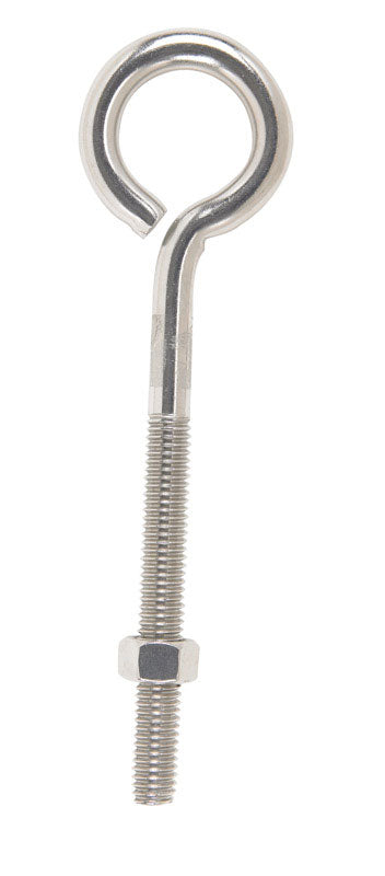 Hampton 3/8 in. X 6 in. L Stainless Stainless Steel Eyebolt Nut Included