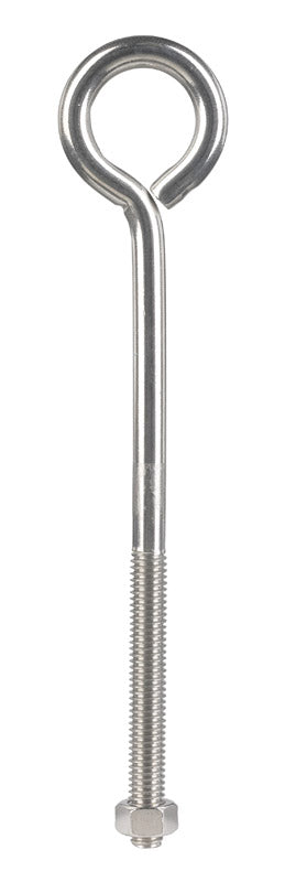 Hampton 3/8 in. X 8 in. L Stainless Stainless Steel Eyebolt Nut Included