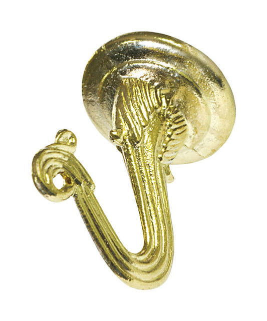 HILLMAN OOK Medium Antique Brass Gold Steel 1.1 in. L Swag Hook 30 lb 2 pk
