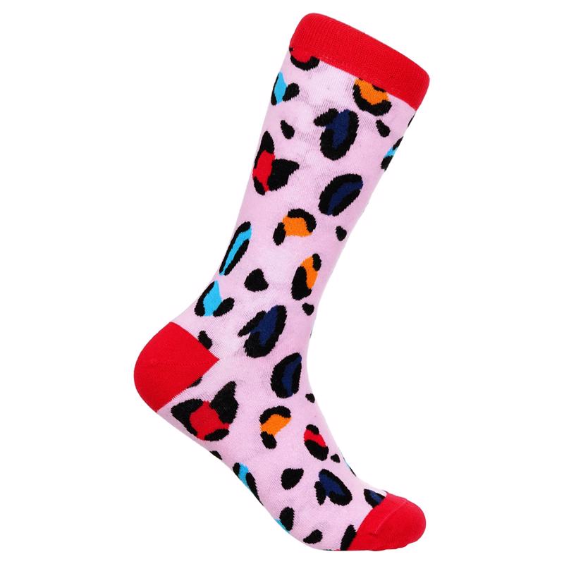 Sock Atomica Unisex Bright Leopard Print 8-12.5 Crew Socks Multicolored