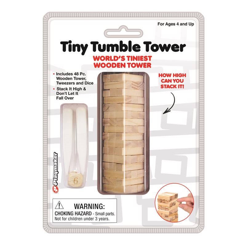 Playmaker Toys Tiny Tumble Tower Brown 48 pc