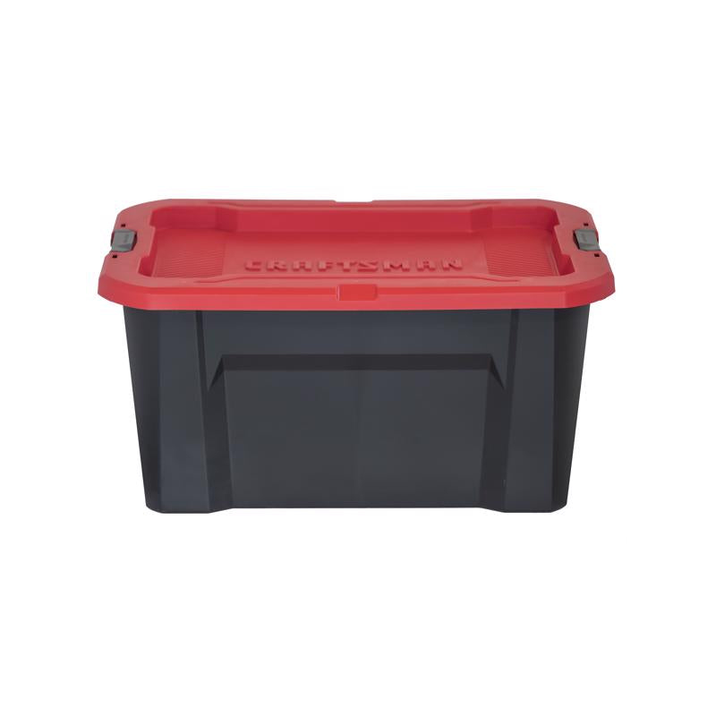 Craftsman 30 gal Black/Red Storage Tote w/Latching Lid 16.09 in. H X 21.92 in. W X 32.42 in. D Stack