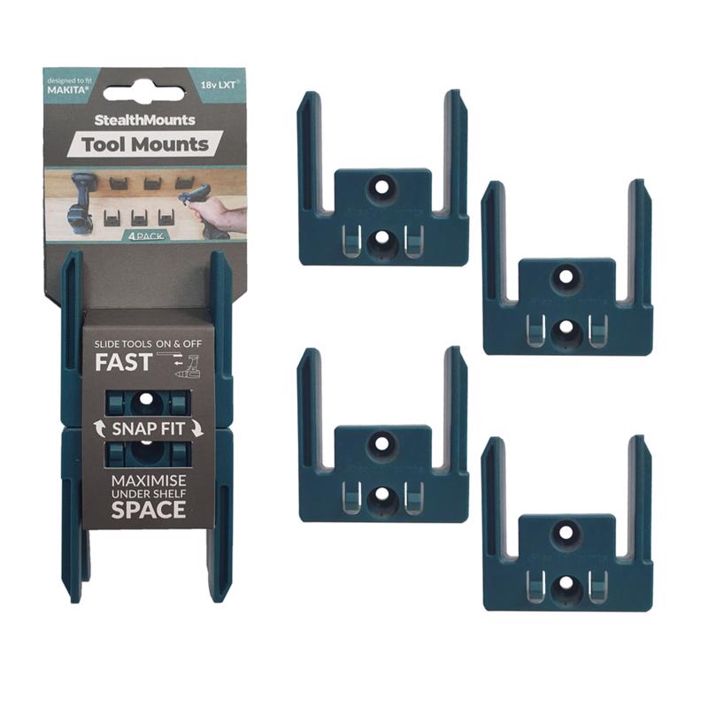 StealthMounts Tool Holders Compatible with Makita 18V LXT; Blue ABS Tool Holder 4 pk