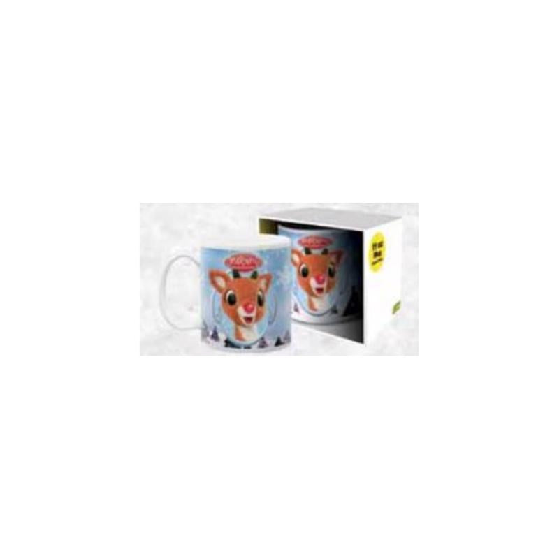 NMR 11 oz White BPA Free Rudolph the Red Nosed Reindeer Mug