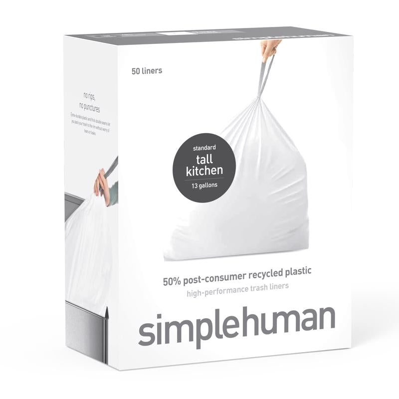 Simplehuman 13 gal Tall Kitchen Bags Drawstring 50 pk
