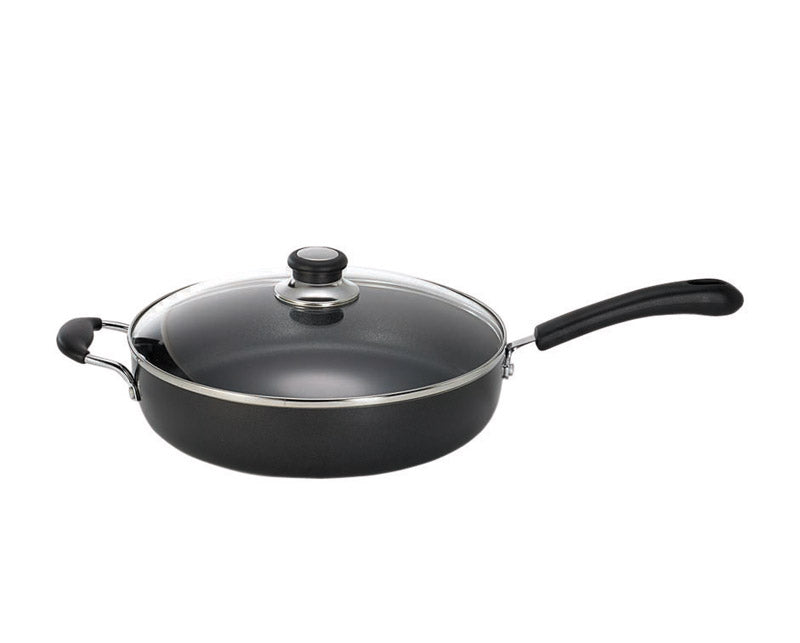 T-Fal Specialty Aluminum Pan with Lid 12 in. 5 qt Black