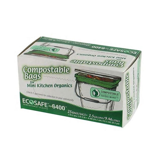 Eco-Safe Compostable 2.6 gal Trash Bags Twist Tie 25 pk