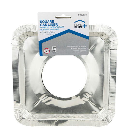 Home Plus Durable Foil 8-1/2 in. W X 8-1/2 in. L Gas Burner Liner Silver 5 pk