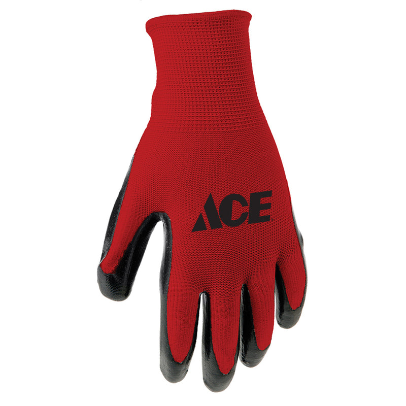 Ace Men's Indoor/Outdoor Coated Work Gloves Black/Gray XL 1 pair