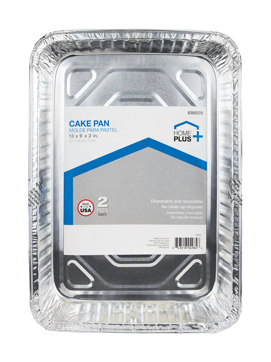 Home Plus Durable Foil 9 in. W X 13 in. L Cake Pan Silver 2 pk