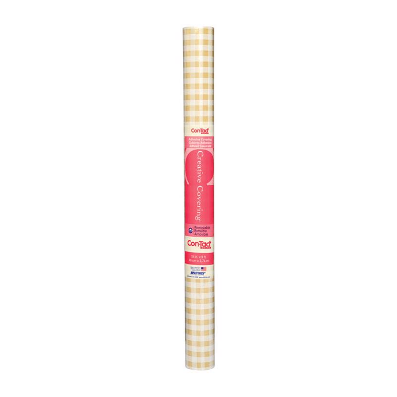 Con-Tact Creative Coverings 9 ft. L X 18 in. W Khaki Plaid Self-Adhesive Shelf Liner