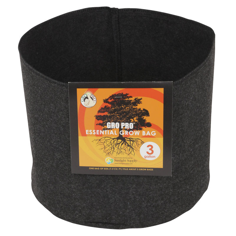 Gro Pro 8.3 in. H X 11.8 in. W X 11.8 in. D X 11.8 in. D Fabric Grow Bag Planter Black
