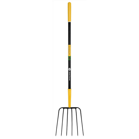 John Deere 6 Tine Steel Manure Fork 48 in. Fiberglass Handle