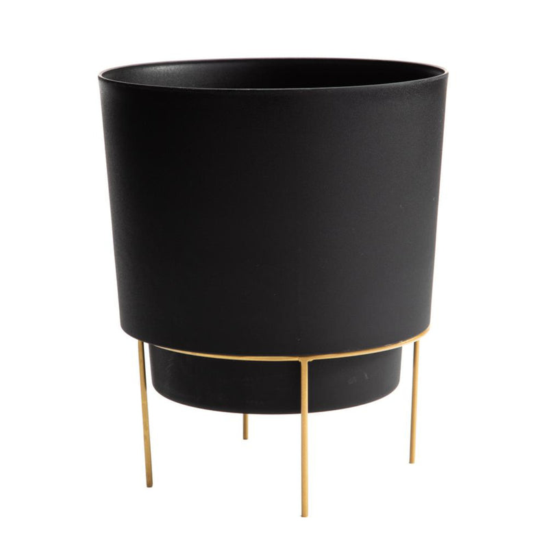 Bloem Hopson 16.5 in. H X 14 in. W X 14 in. D X 14 in. D Metal/Plastic Planter with Stand Black